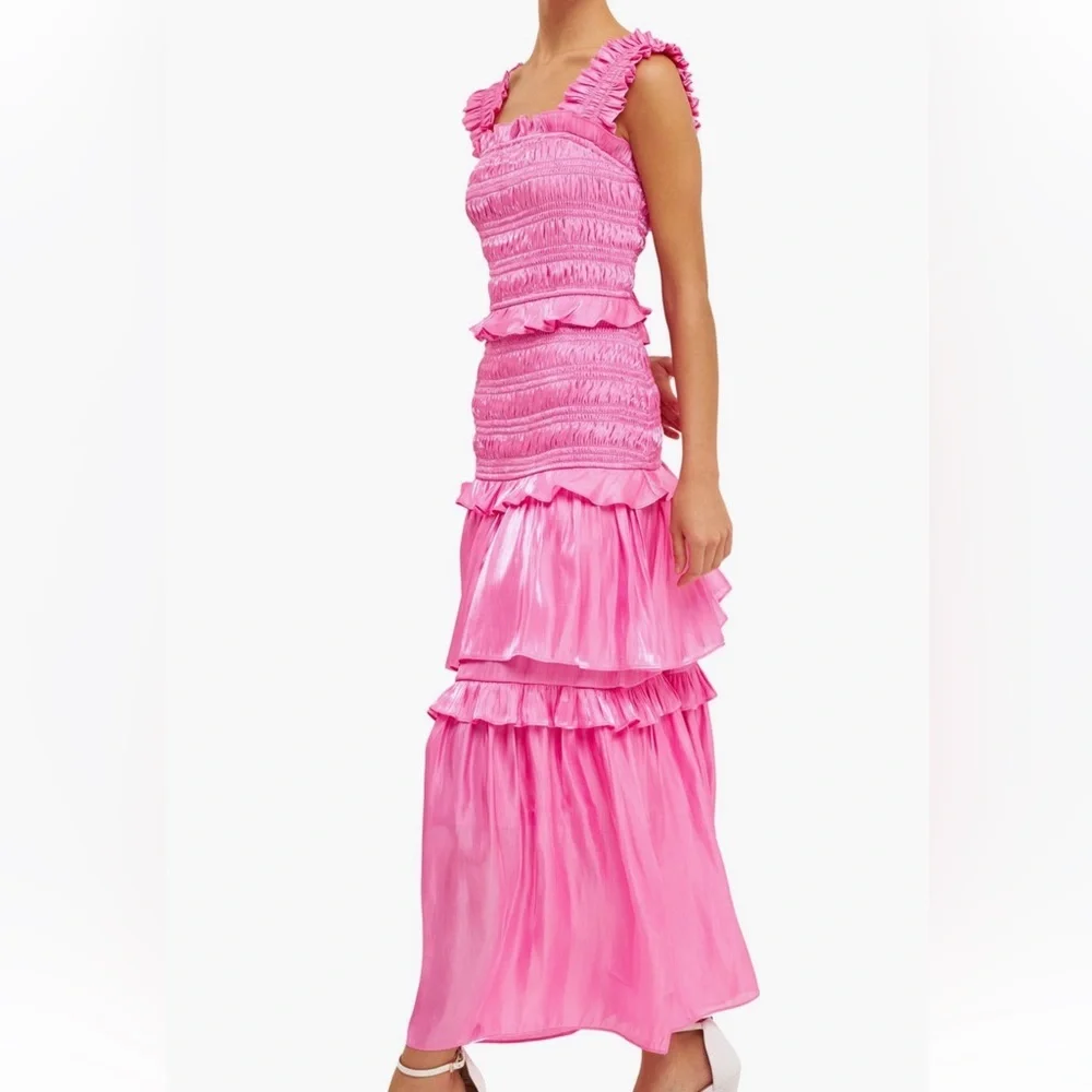 NWT endless rose sheer smocked tiered maxi dress size medium - Picture 6 of 7